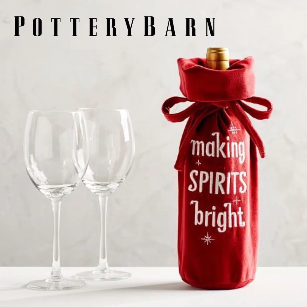 Pottery Barn Making Spirts Bright Velvet Wine Bag